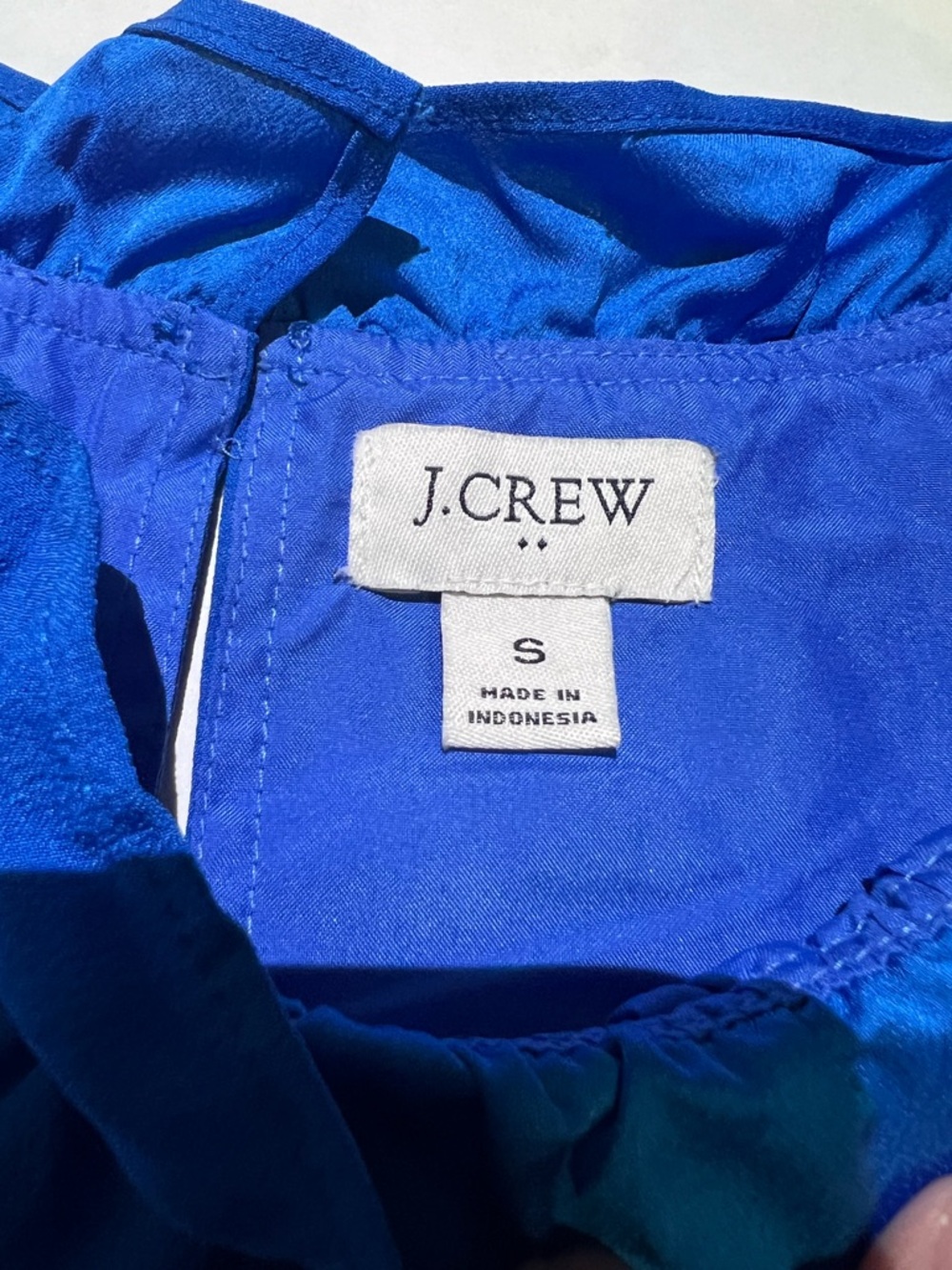J Crew Blue Ruffle Neck Sleeveless Blouse Size Small Lightweight Top - Picture 4 of 11